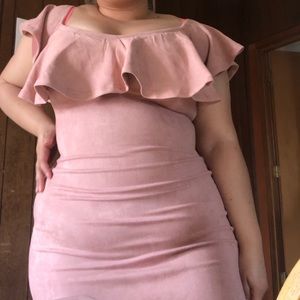 Aliana Suede Dress-Dusty Pink